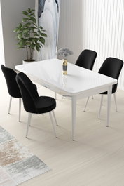 Hanah Home Juego de mesa y sillas de comedor de 5 piezas Blanco y Negro